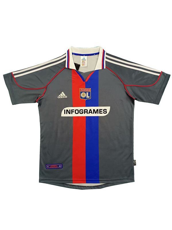 Lyon away retro soccer jersey match men's second soccer sportswear football gray shirt 2000-2001
